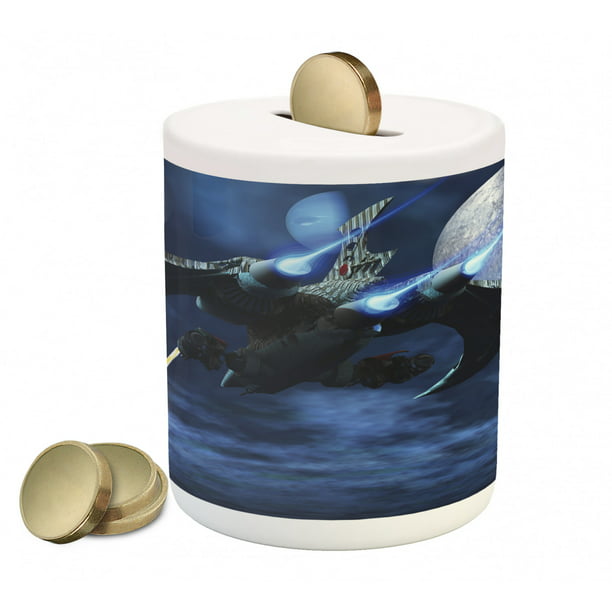Piggy Bank Ceramic Space Ship Money Box Collectable Coin Bank in Gift Box